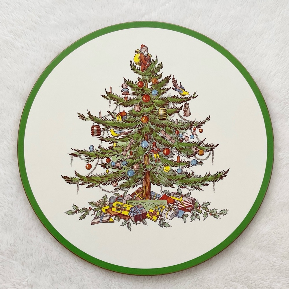Spode Christmas Tree Trivet 10” Cork Back Hot Plate Holiday Kitchen Decor